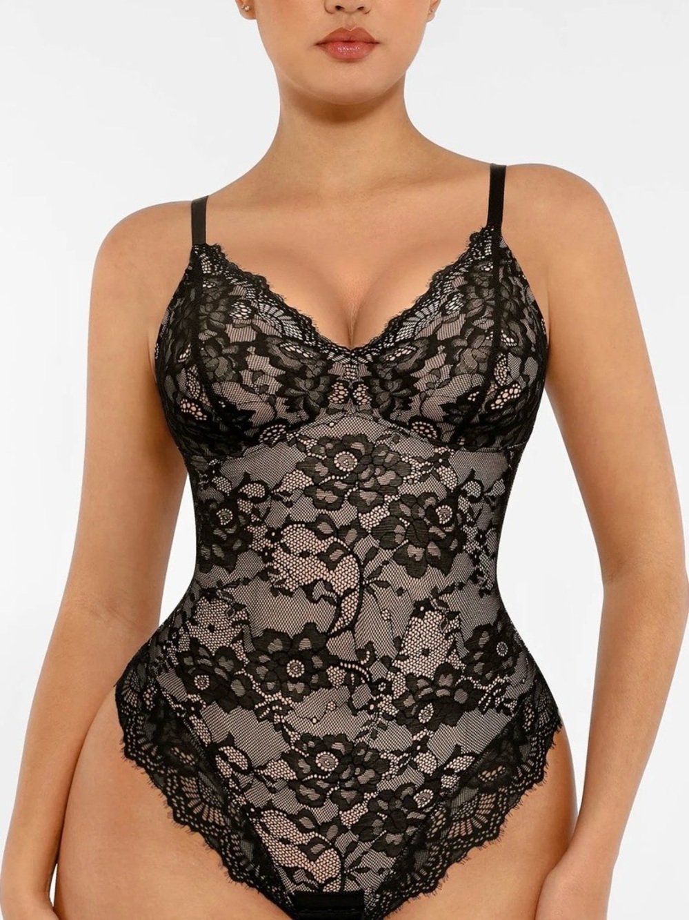 FEELINGIRL LACE V-NECK STRETCH BODYSUIT NWT